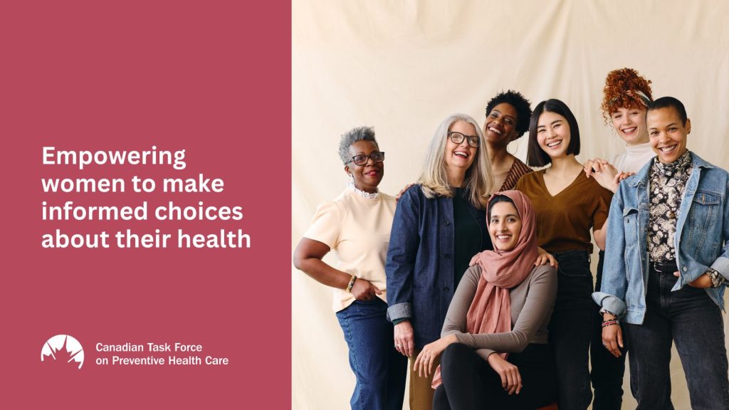 Image of women with the text "Empowering women to make informed choices about their health"