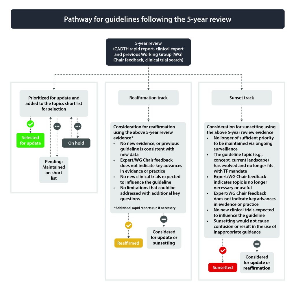 Figure 2. Pathways for guidelines following the 5-year review