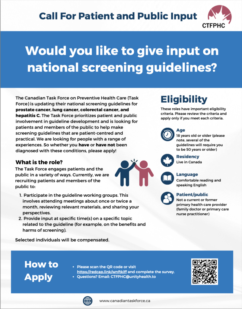 Call For Patient and Public Input 